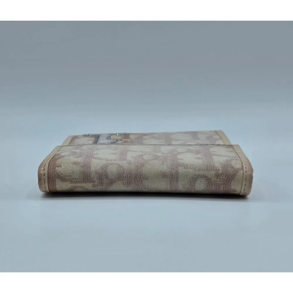 Christian Dior Trotter Wallet Pink Monogram Canvas Rhinestone #1 Compact Wallet